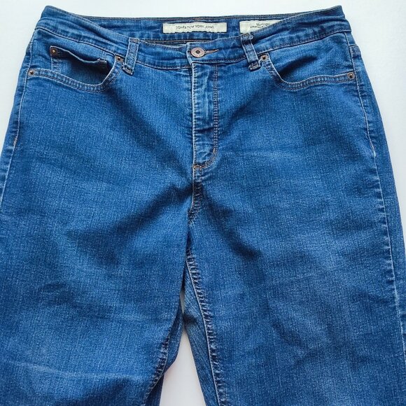Jones New York Lexington jeans women's size 12 denim blue straight high rise - Picture 2 of 16